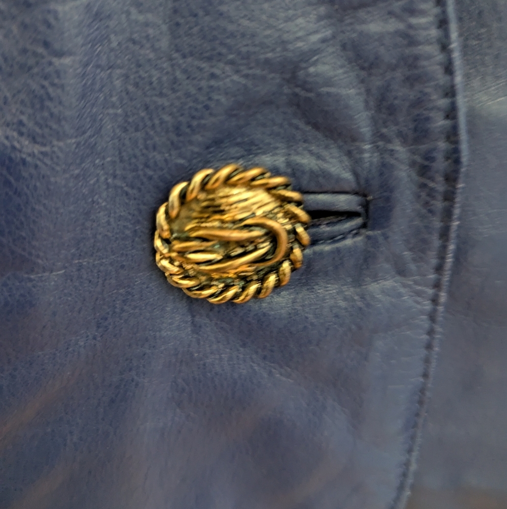 Vintage 80's Blue Leather Jacket - Picture 6 of 13